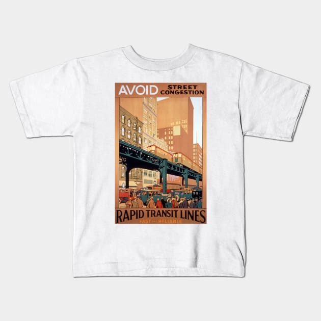 Vintage Travel - Rapid Transit Lines Kids T-Shirt by Culturio